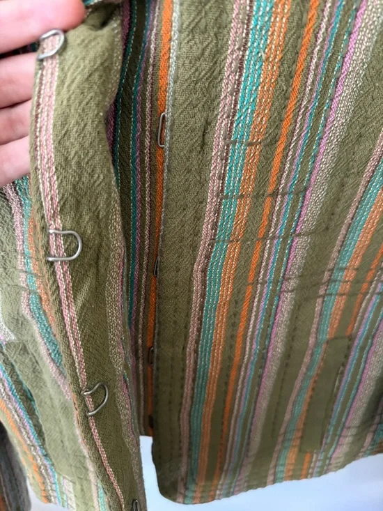 Free People Olive Striped Collarless Quilted Blazer - Picture 4 of 8